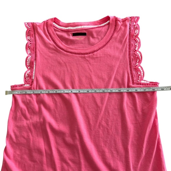 NEW LILLY PULITZER Agee Tank Top Eyelet Ladder Lace Detail Hot Pink Size Large - Picture 7 of 7